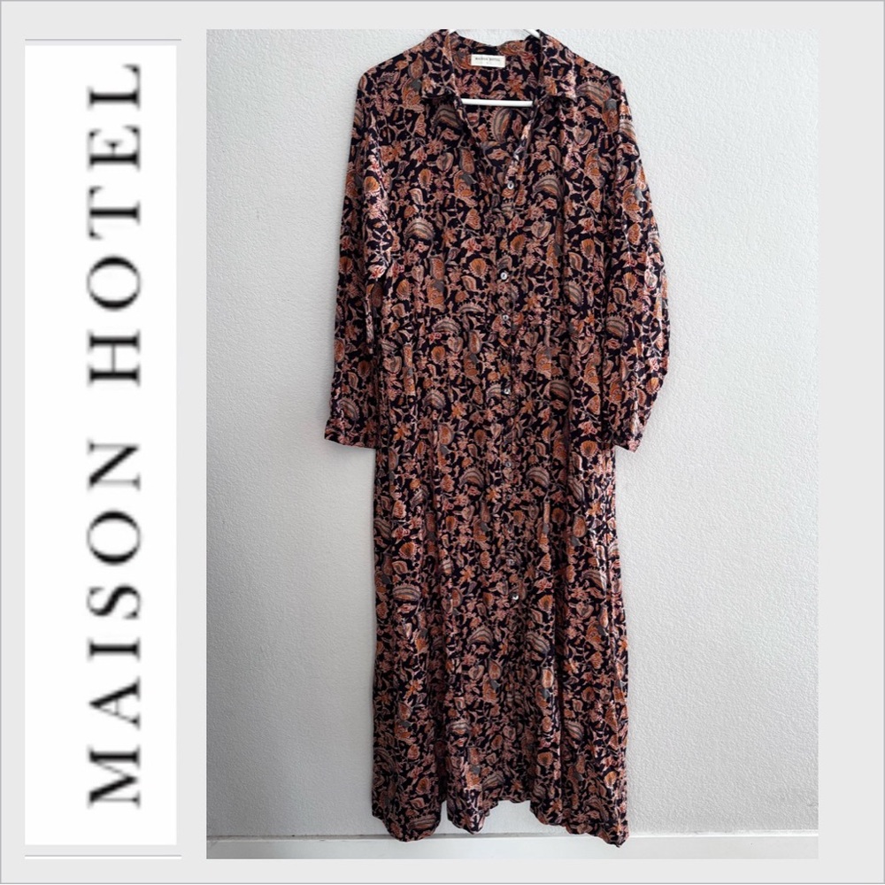 Maison Hotel paisley amour button down maxi dress size L